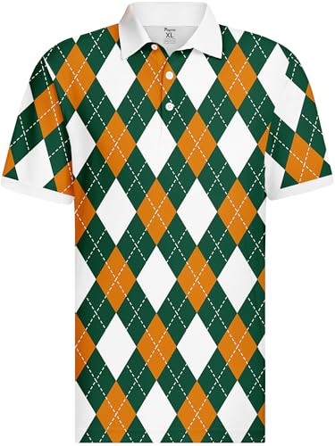 Image of PAGYMO Funny Golf Shirts for Men Crazy Printed Pattern Novelty Moisture Wicking Performance Mens Polo Shirt