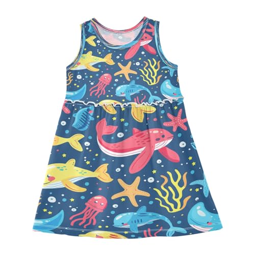 Girls Sleeveless Dress Sea Ocean Fish Tank Dresses Summer Sundress