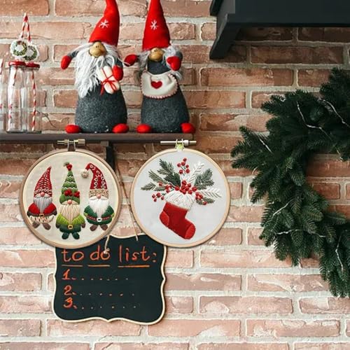 Image of YOUDRN Christmas Embroidery Kits,Candy Canes Embroidery Kits for Adults,Christmas Embroidery Kit for Beginners with Pattern,Cotton Threads,Needles,Instruction,20cm Hoop(Candy Canes)