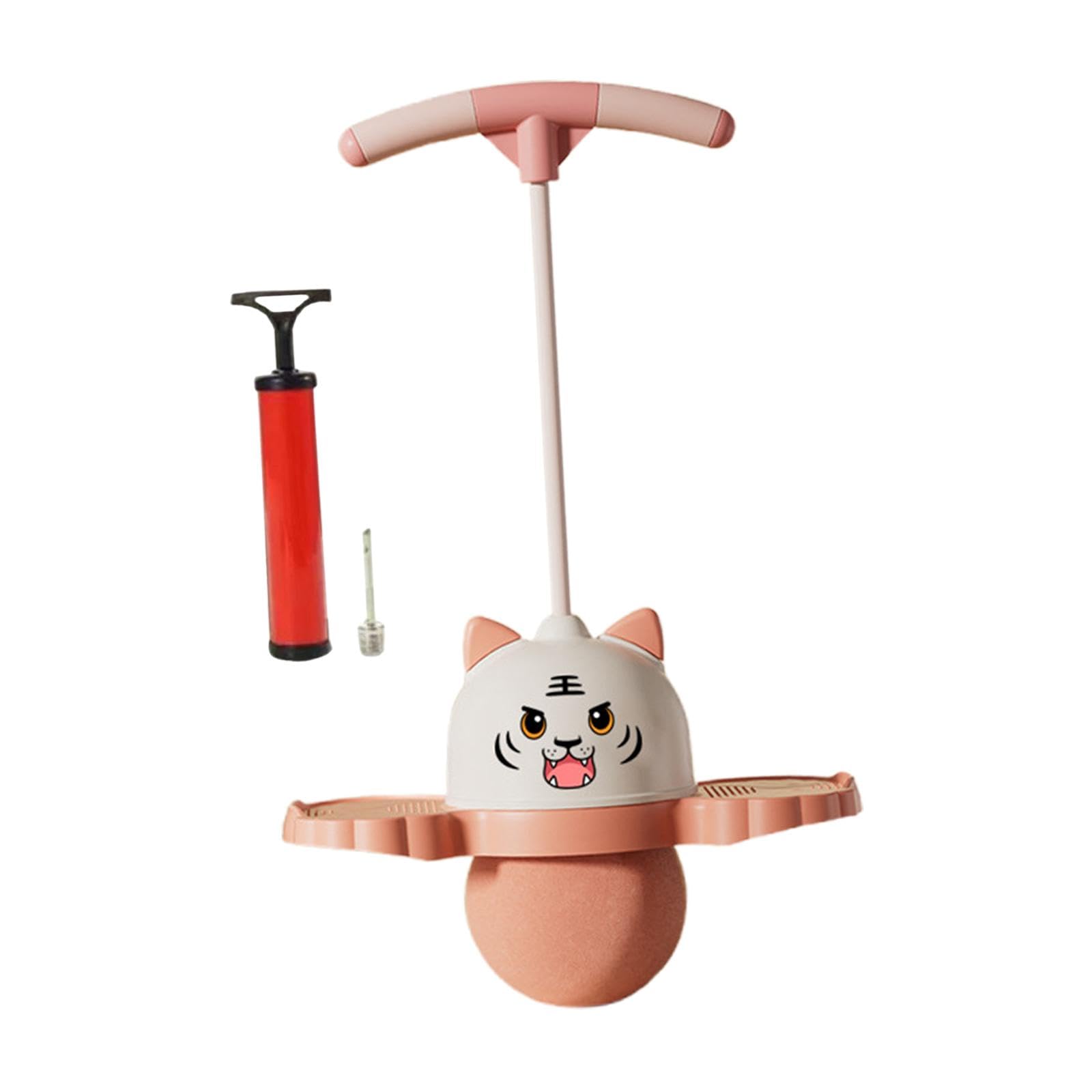 Yiju Tiger Pogo Ball with Handle, Exercise Pogo Stick for Boys Girls Jump Board with Pump Pogo Bouncing Ball for Toys Workout, Pink