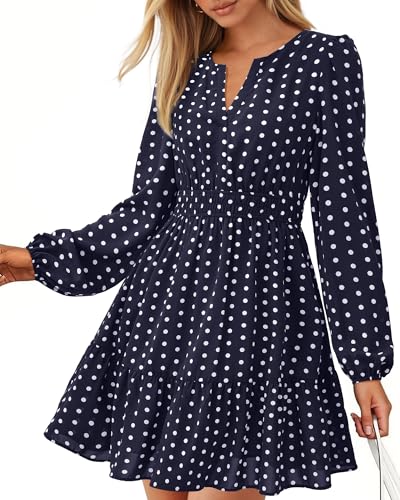 breezy flowy dress - dot navy white