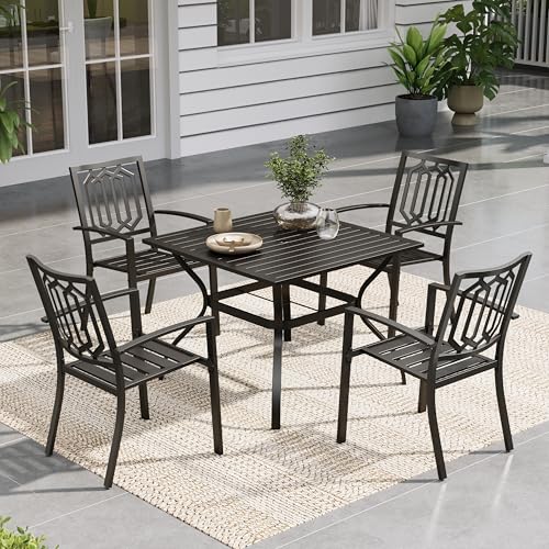 Image of Sophia & William Patio Dining Set, 4 Stackable Chairs w /Square Metal Table
