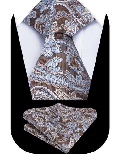 Image of Alizeal Mens 3.15'' Vintage Paisley Tie Pocket Square Set | Elegant Perfect for Banquet Wedding and Party