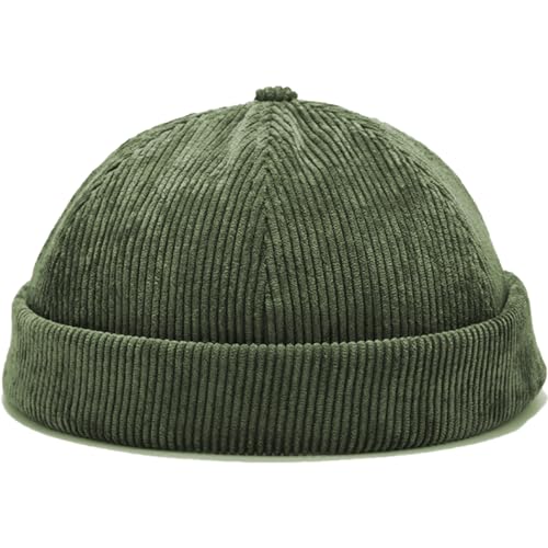 VIAUMBR Docker Cap Herren Damen Dockermütze Fischermütze Kappe Baumwolle Cap ohne Schild Mütze (40 Olive)