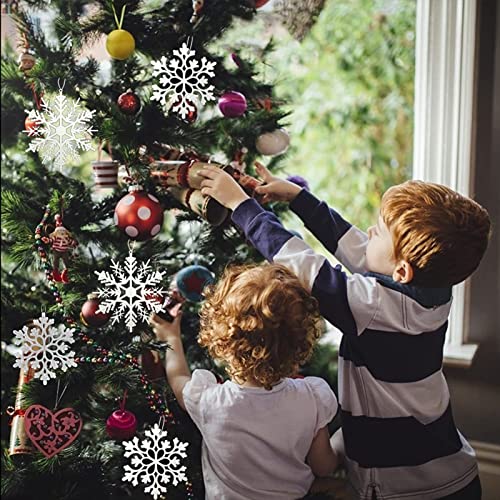HERZWILD 36pcs Christmas Snowflake Ornaments 10CM Plastic Snowflake Hanging Decor White Snow Ornament for Christmas Tree Decorations(36pcs) - Image 4