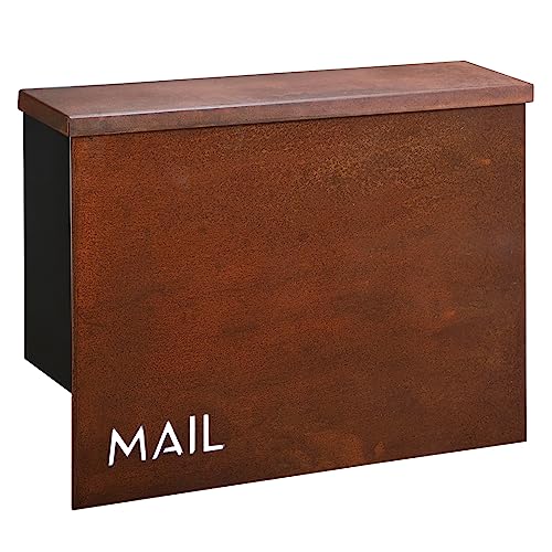Image of Wall Mounted Locking Mailbox - Rustic Modern Vintage Design from Bailey Boxes - The Rockdale - Elevate Your Exterior with a Top-Notch Custom Style Mailbox
