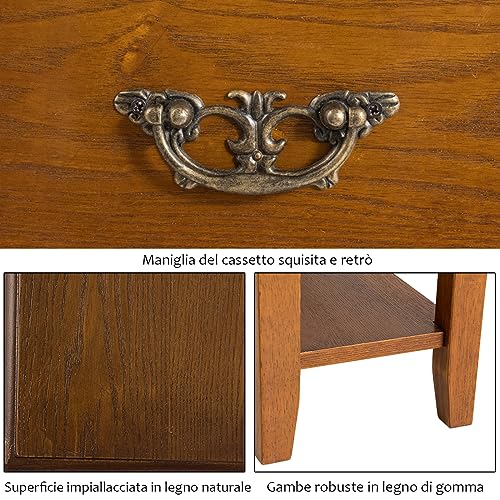 COSTWAY Comodino Stretto com Gambe Resistenti