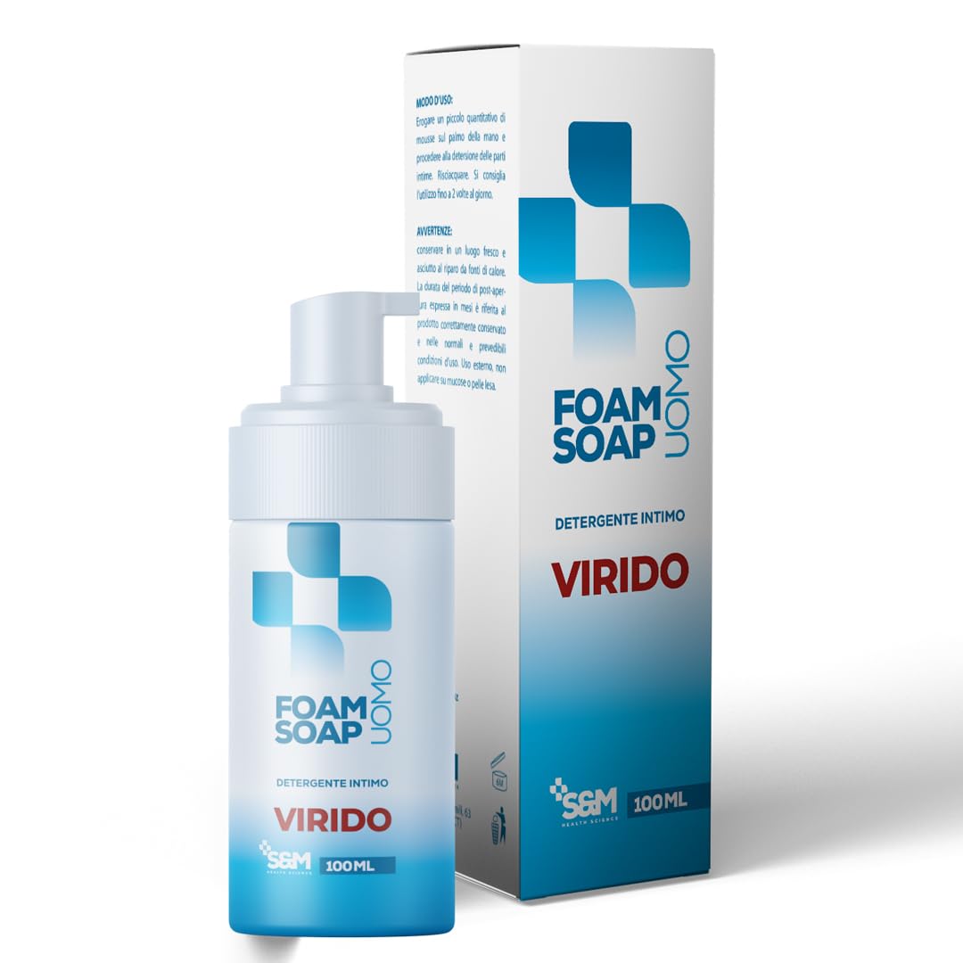 VIRIDO FOAM SOAP, Sapone Intimo Uomo in Schiuma - Rinfrescante, Antibatterico e Idratante, elimina cattivi odori