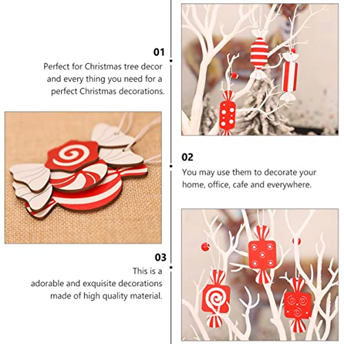 Solustre 9Pcs Bag Wood Hanging Year Crafts Cutout Slices Rustic Shape Wooden Diy Supplies Christmas New Home Circle Square Decorations For Office Fillers Cutouts Ornament Stripe Candy Xmas #TOP2