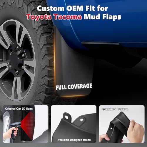 Image of Sunsdrew Mud Flaps for 2016-2023 Toyota Tacoma Accessories Mudguards All Weather Mud Flaps Splash Guards Tacoma Mudflaps No-Drill Front and Rear-Black,4 Pc. (Not fit SR Models)