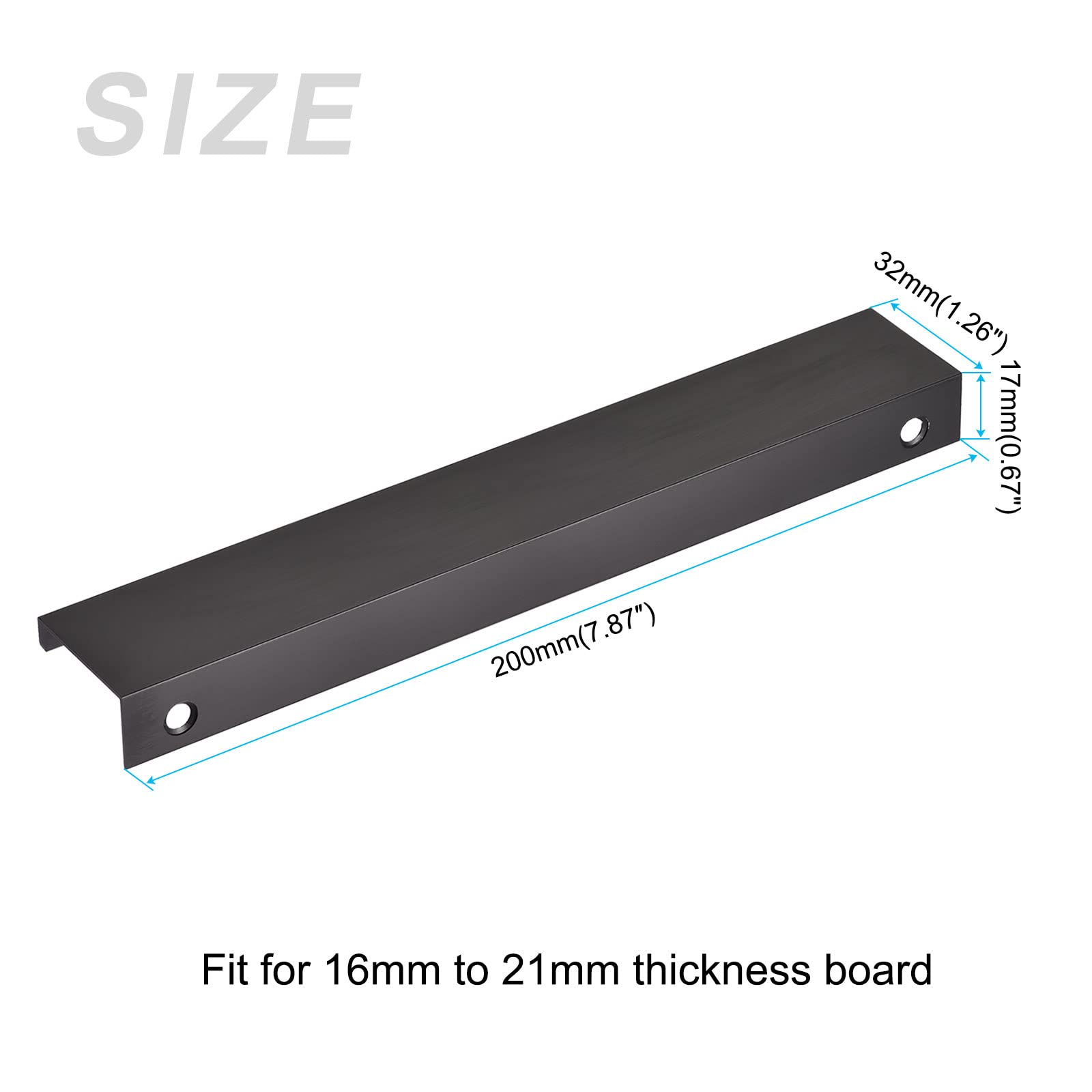 METALLIXITY Finger Edge Pull (200mm/7.87") 2Pcs, Aluminum Alloy Drawers Edge Pulls Back Mount Handle - Image 2