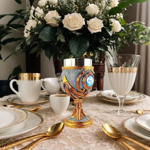 Generisch Chalice Goblet, Medieval Vintage Drinking Cup, Stainless Steel Wine Goblet, Classic Beverage Vessel, 2,95 x 2,95 x 6,5 pollici, ideale per uso quotidiano, festa della mamma, matrimoni e - immagine 5