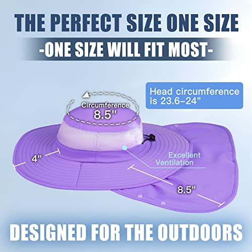 Sclzoed Fishing Hat For Men，Outdoor Sun Hat Upf52+ Mesh Wide Brim Fishing Hat With Neck Flap Purple #TOP5