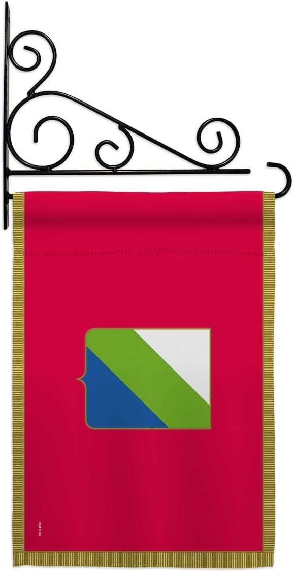 Abruzzo Garden Flag Set Wall Holder Regional Italy Regions Italian Republic Southwestern Europe Territory Country Particular Area Small Gift Yard House Banner Double-Sided Made In USA 13 X 18.5