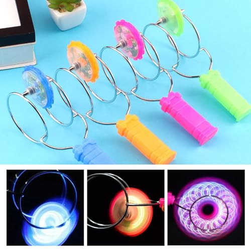 4 Stück Retro Leuchtender Kreisel, Magnetisches Gyro-Rad, Magischer LED-Gyroskop, Leuchtender LED-Magnetkreisel Spinner-Spielzeug, Magnetisches Kreisel Fidget Spielzeug für Kinder - Zufällige Farbe