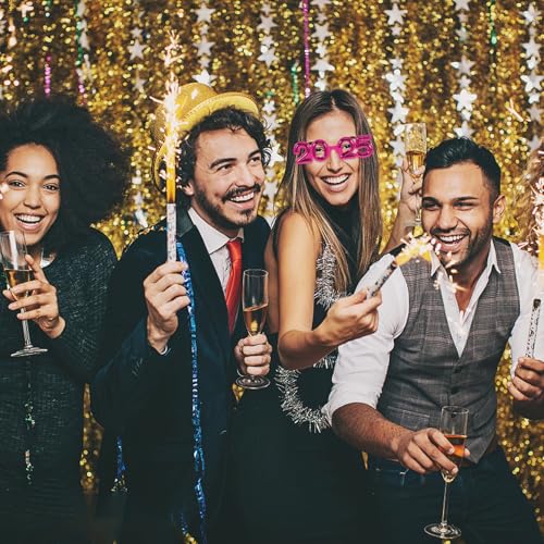 2025 New Years Glasses, 2025 Glasses Frame Happy New Year Eve Eyeglasses Glitter Number Sunglasses Graduation 2025 Party Supplies Rosy 7