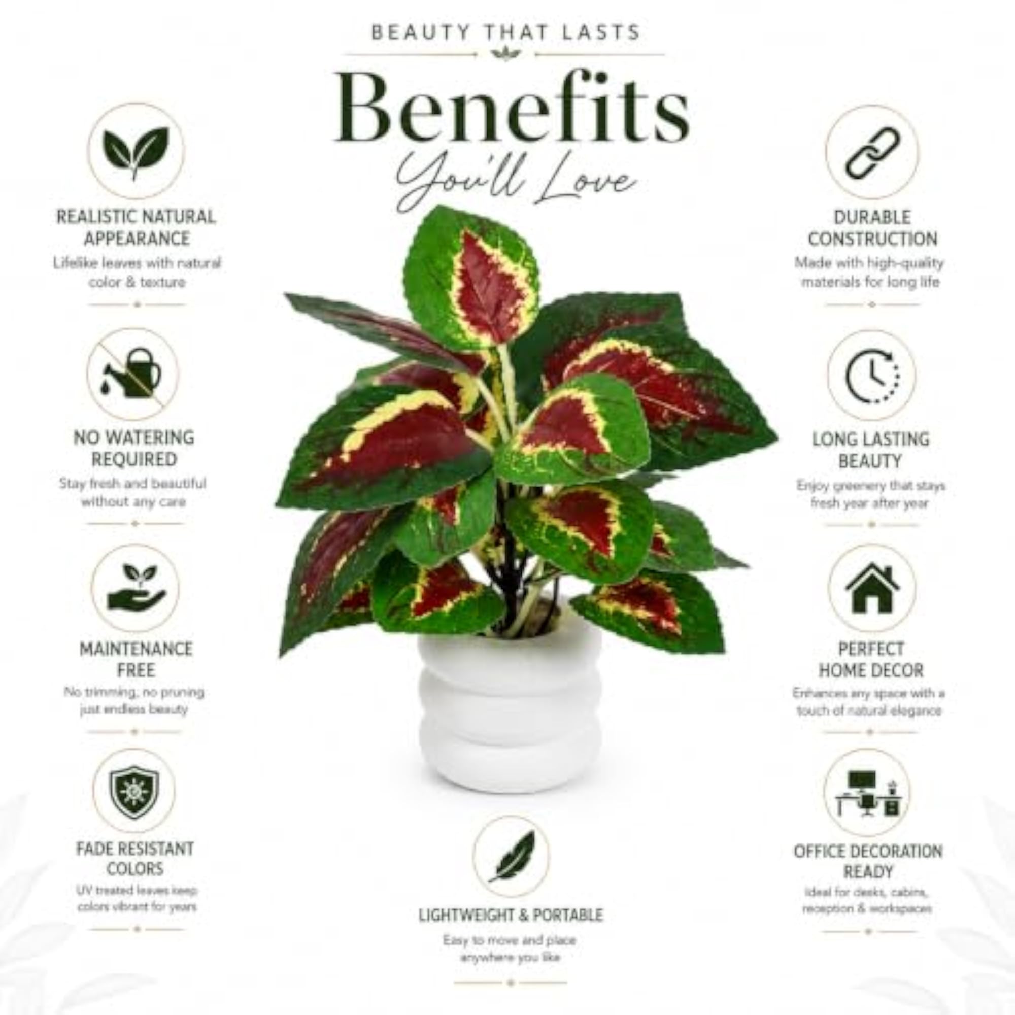 SHASHYA Croton Petra Artificial Fittonia Plant with Pebble Pot