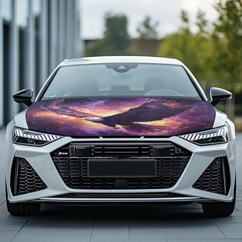 Image of Bald Eagle Print Car Hood Cover, Elastic Fabric Car Hood Protector Car Hood Flag Waterproof Auto Exterior Accessories for Car Hood Decoration and Protection