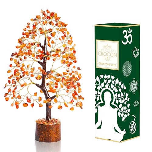 Image of Crocon Carnelian Crystals Tree, Birthday Gifts for Women, House Warming | New Home Decor, Healing Crystals Spiritual Present, Birthday Gift for Mom, Orange Decor, Gemstones Money Tree Positivity