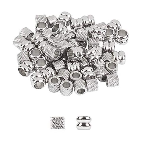 UNICRAFTALE 60pcs 5mm/6mm Column Spacer Beads 304 Stainless Steel Loose Beads Large Hole Spacer Beads Smooth Surface Beads Finding for DIY Bracelet Necklace Jewelry Making, Hole 3~4mm Cover