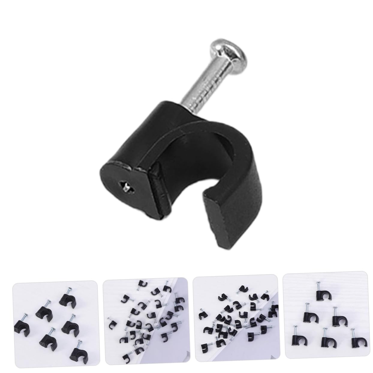 OSALADI Lot De 400 Clips Adhésifs Pour Chemin De Câbles Ancrages De Câbles Solides Clous Pour Mur Et Sol Supports De Câbles Pour Maison Et Bureau