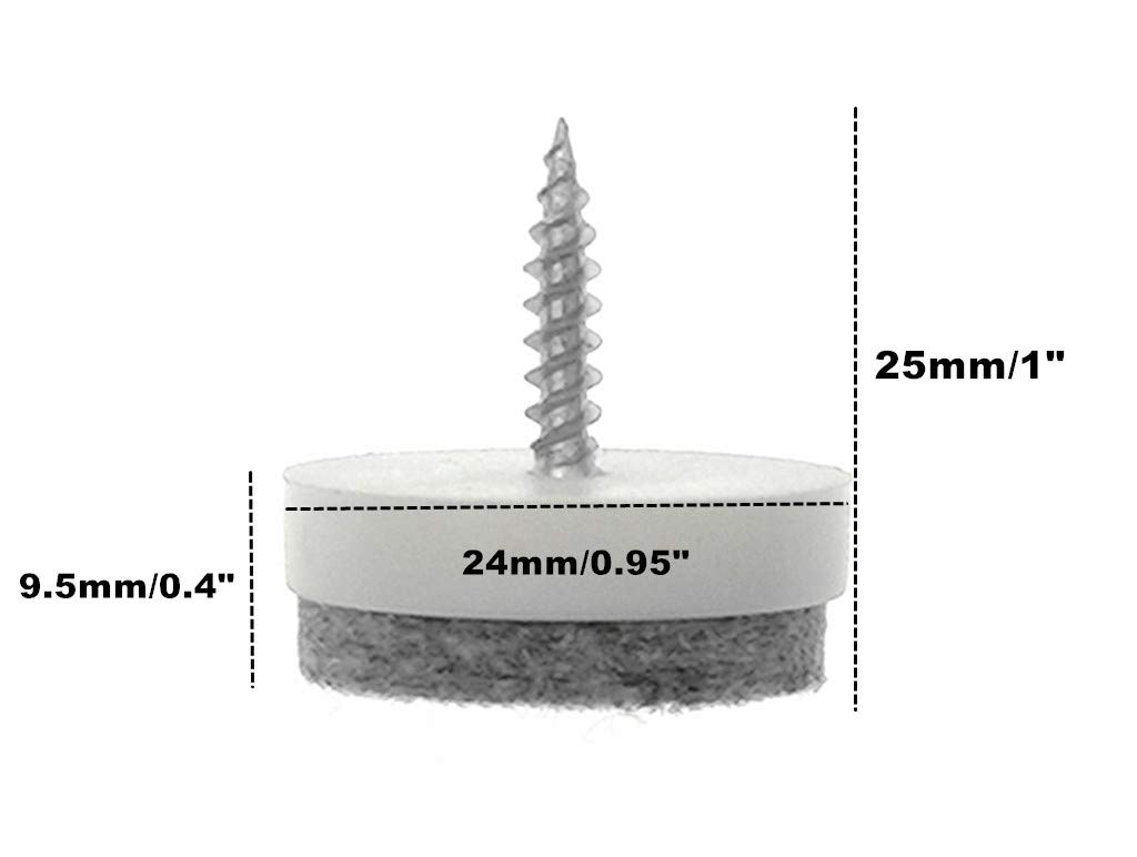 ALIMITOPIA 40pcs Screw-on Furniture Felt Pad Chair Glide Slider Hardwood Floor Protector for Wooden Leg Feet of Chair — view 2