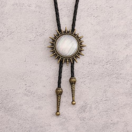 Image of GelConnie Bolo Ties for Men Women Western Cowboy Tie Mens Western Necklace Leather Necktie Gold Bolero Tie Cowboy Necklace