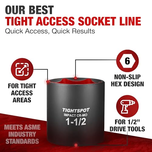 Image of TIGHTSPOT 1 /2 inch Dr 1 1 /2 Inch Shallow Socket, Anti-Round 6-Pt, CRMO Steel