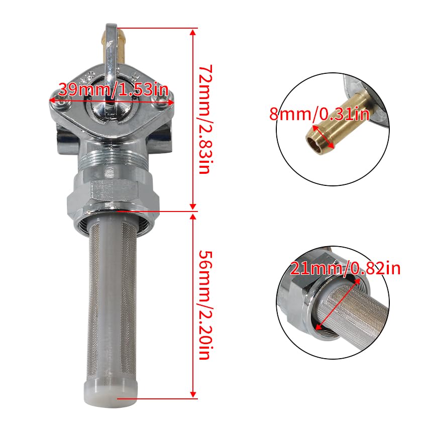 Gas Fuel Tank Switch Valve Petcock Fit OEM: 62166-81 62168-81, for Harley Davidson FL/FLH/FLHT, for Harley Davidson FX/FXS/FXE, for Harley Davidson FXDG for Harley Davidson FXSB