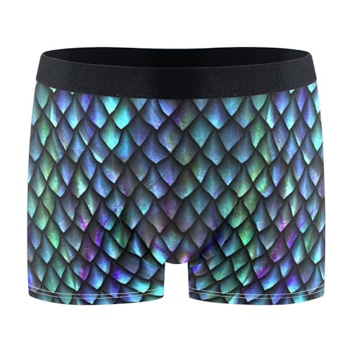 Men's Underwear Dragon Scale Boxer Briefs Soft Comfort Short Leg Trunks S-XXL