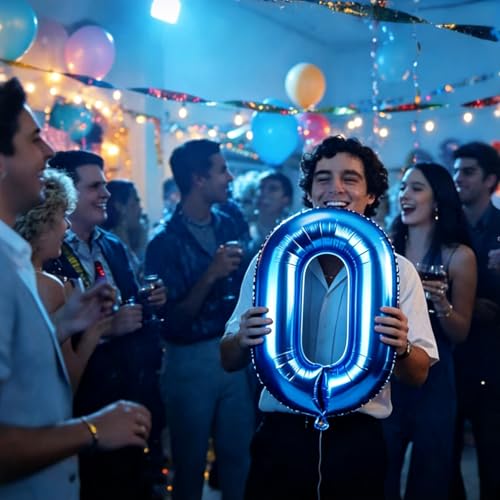 Image of Number Balloons Navy Blue Balloons - Giant Number 10 Balloon, 10 20 30 40 50 Numbers Balloon Birthday Decorations, Blue Party Supplies for Boy Men