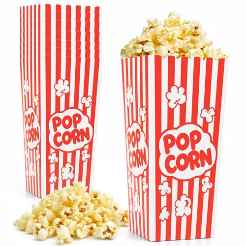 Homrelaxy 24 Pcs Popcorn Boxes 7.9 Tall and 3.6 Square Large Capacity Popcorn Containers Buckets for Pop Corn Machine Movie Night Cinema Carnival Party Concessions