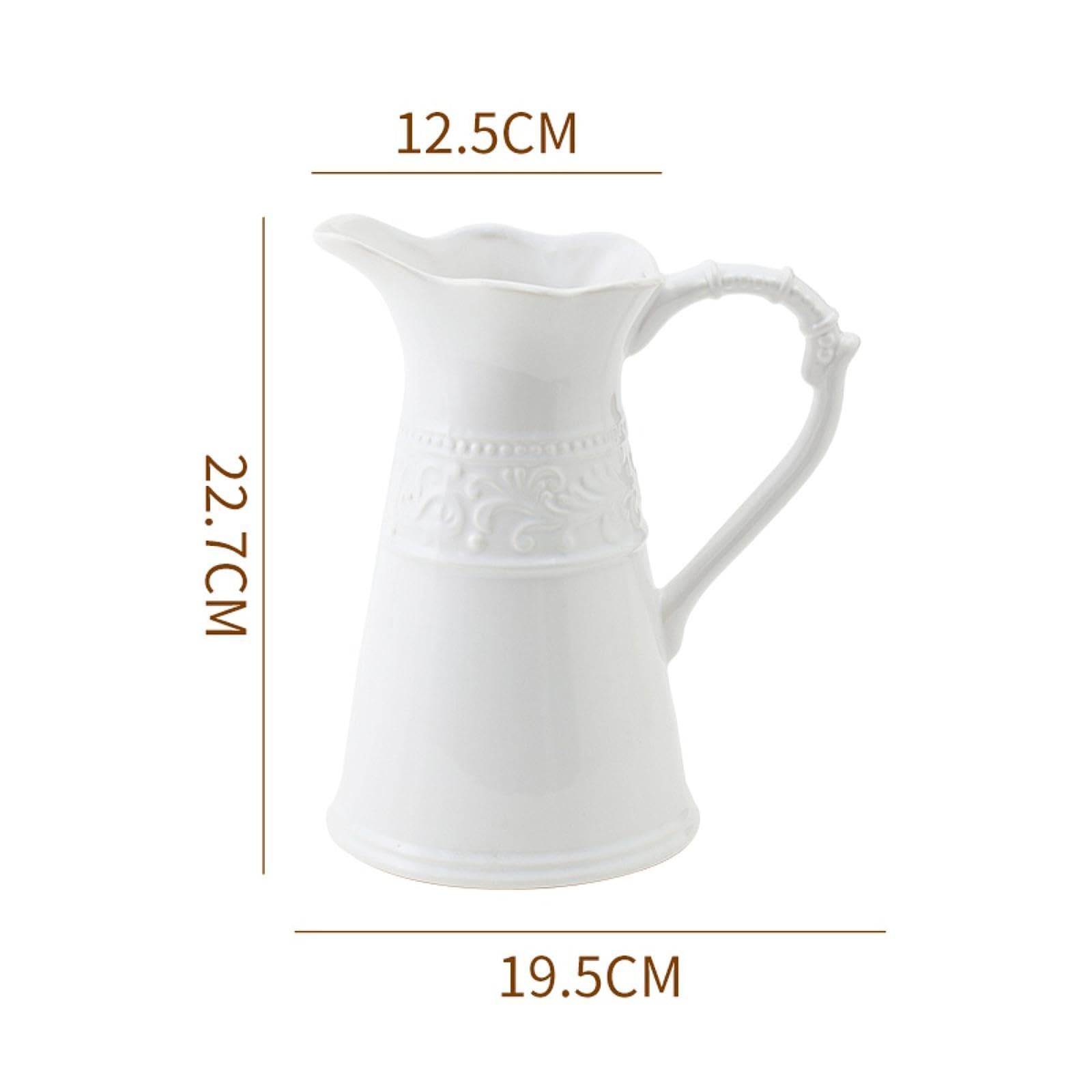 Rustikale Keramikvase, Krug mit, Vielseitiges Und Elegantes Tischornament, Weißer Krug für Die Dekoration von Zuhause Und Bücherregal, hohe Stile