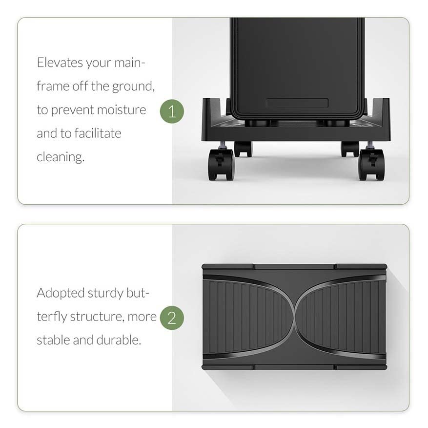 Soporte móvil para torres de PC, base refrigerante para CPU con 4 ruedas giratorias, apto para escritorio miniatura 4