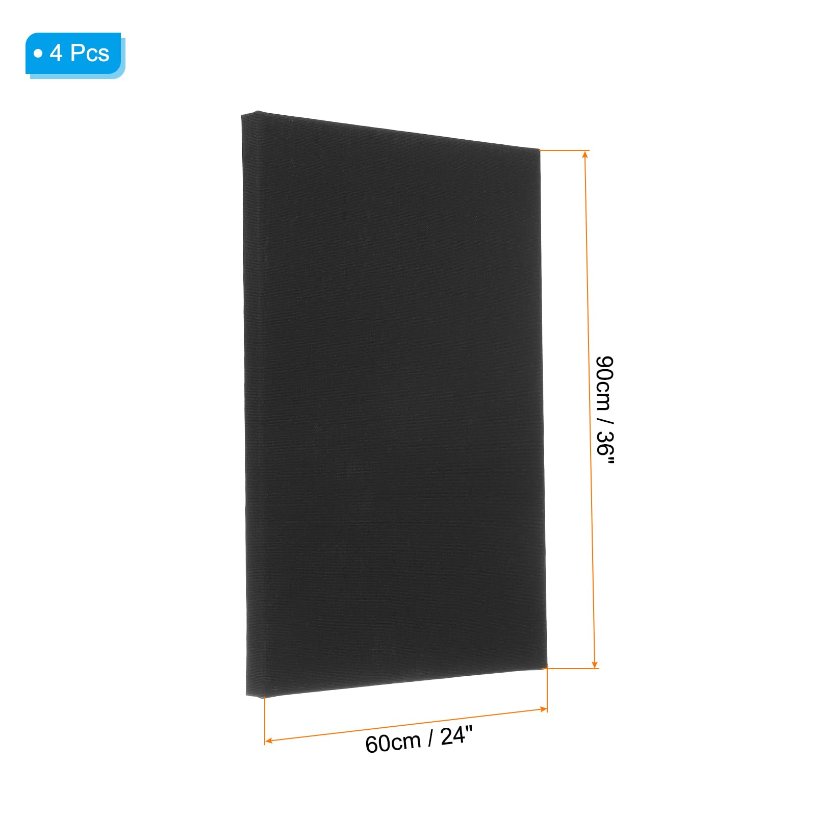 PATIKIL Lienzo estirado negro, 4 lienzos grandes de 24 x 35 pulgadas para pintar lienzos en blanco de algodón imprimado para acrílicos, pinturas al óleo y acuarelas