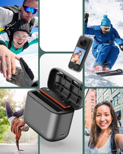 Image of ZODUCT Fast Battery Charger Hub Box for Insta 360 One X3 Action Camera Accessories, Portable 2 Channel Battery Charger Storage Station with Micro SD Card Slots (Charger Hub Only & Card Not Include)