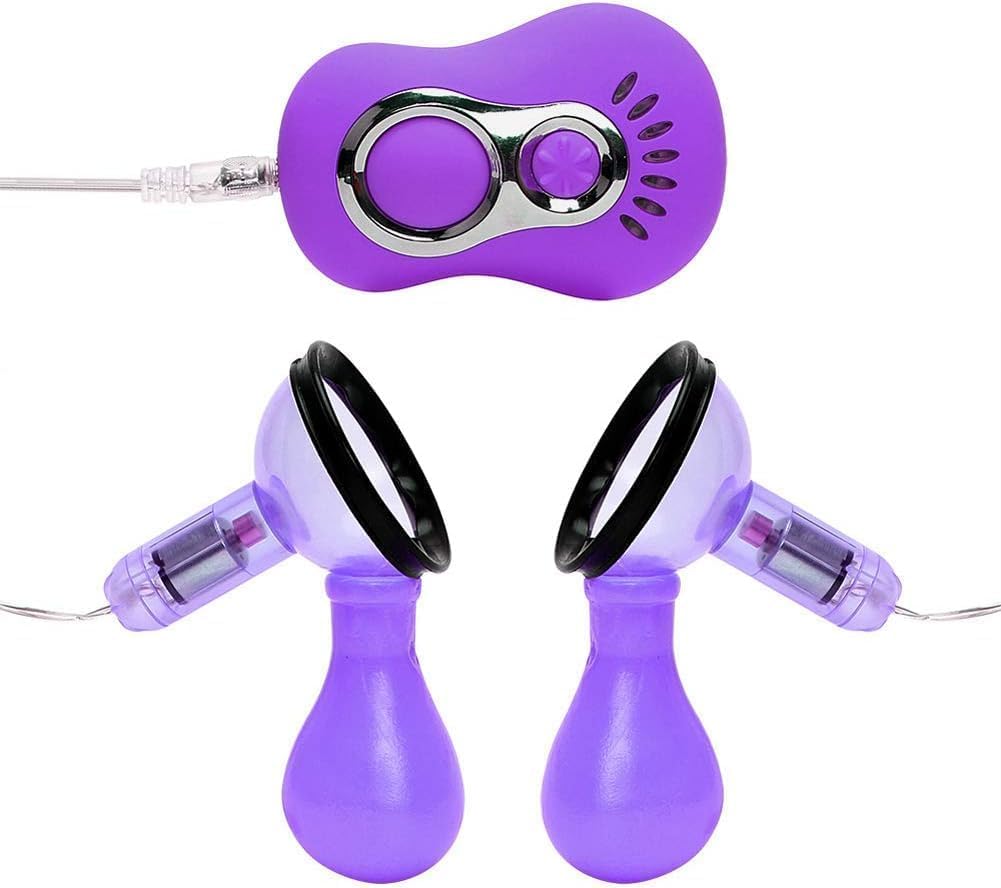Suceur de Sein Mamelon Rechargeable avec 7 Modes de Vibration Vitesse,Vibromasseur Tentacule pour Femmes Correction de Mamelon et Obtenir Gros Sein Sexuel Jouets,Rose (Purple)