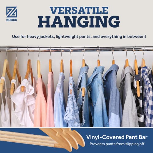 Zober-Wooden-Hangers-20-Pack-Non-Slip-Wood-Clothes-Hanger-for-Suits-Pants-Jackets-wBar-Cut-Notches-Heavy-Duty-Clothing-Hanger-Set-Coat-Hangers-for-Closet-Natural
