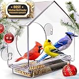 Premium Window Bird Feeder for Outside - Clear Bird House w/Largest Window for Viewing Birds - Easy to Install & Sturdy Feeder w/Extra Strong Suction Cups - Perfect for Kids, Adults and Cats