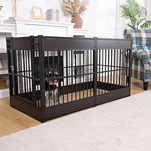 Dog Playpen, 31.5″ Height Dog Pen Indoor, Heavy Duty, Safe and Sturdy, Furniture Style Puppy playpen (Black)