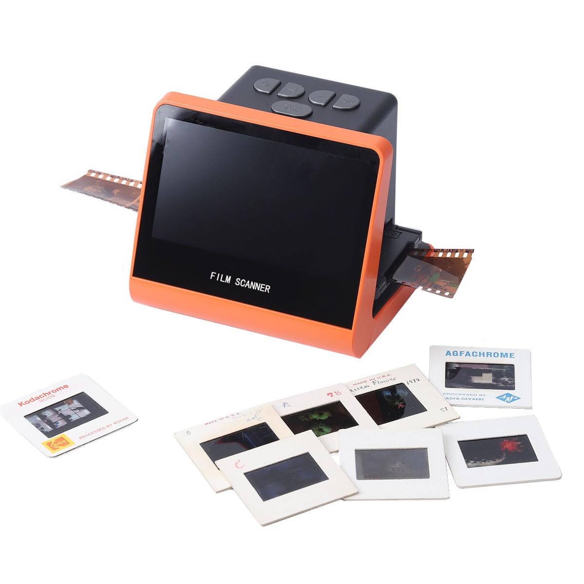 Goshyda Scanner de Film Numérique, Scanner de Diapositives de Film Numérique 22 MP, écran HD de 5 Pouces, Mémoire Intégrée de 16 Go, pour Convertir 135 126 110 Films Super8 en JPEG (Prise UE)