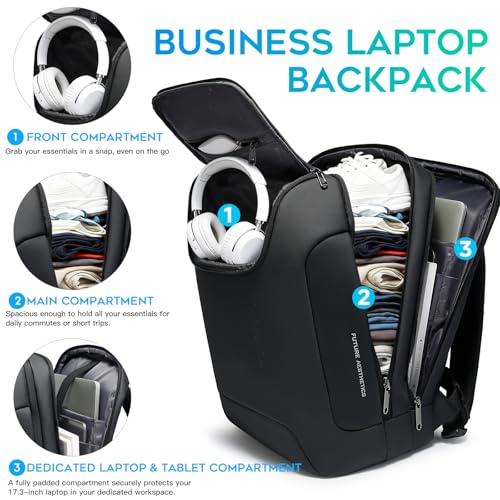 Image of BANGE Anti-Theft Backpack with USB Charging Port 17.3 Inch Business Laptop Backpack
