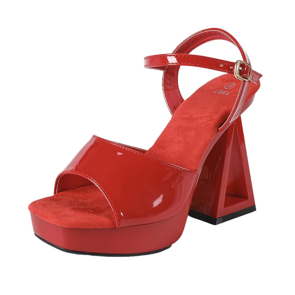 Tacchi Alti da 12 cm da Donna | Sandali con Tacco Grosso, Punta Quadrata e Plateau Antiscivolo per Matrimoni in Spiaggia, Balli Nuziali e Serate in Discoteca
