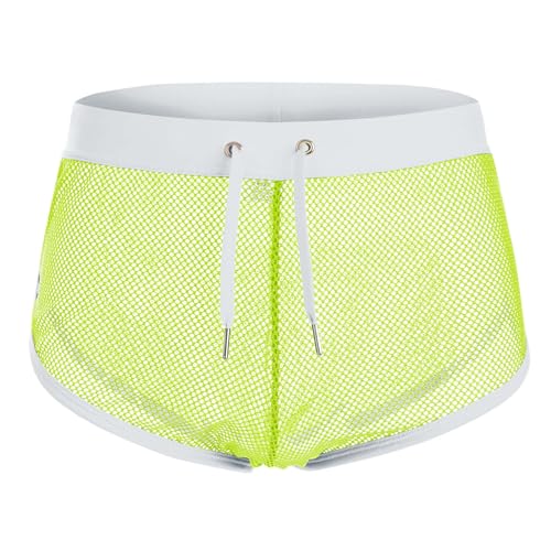 JINSHI Men's Mesh Shorts,Sexy Fishnet Boxer Underwear,See Through Openwork Boxers for Men