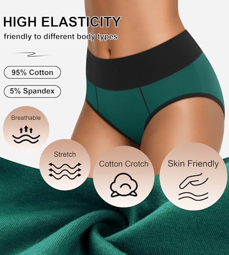 Womens Cotton High Waisted Underwear Comfort Panties 5 Pack Briefs3