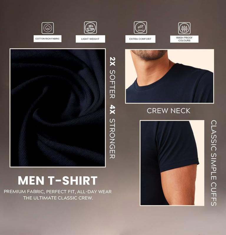Image of Sleepynuts Men's Regular Fit Round Neck Half Sleeves Solid Casual Wear T-Shirt