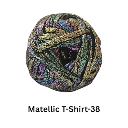 Image of VCR Shine Multi Green Metallic T-Shirt Yarn, 100 Grams, 100% Metallized Craft Yarn, Pack of 1 Yarn, Suitable for Handbags, Tote Bags and Sling Bags