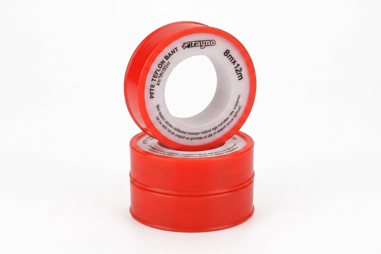 Rayno PTFE Teflon Bant 8mm x 12m | Su ve Gaz Tesisatı için Sızdırmazlık Bandı | Yüksek Dayanım