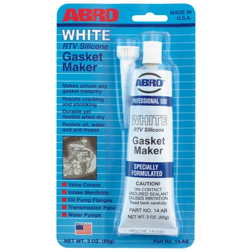 ABRO RTV Silicone Sealant and Gasket Maker: Up to 500 Degree F Heat, High Temp Silicone Sealant, 3 oz/85g Tube - White