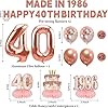Zirtorei 40th Birthday Decorations Kits for Women, 10pcs Pink Rose Gold Made in 1986 Banner Happy 40th Birthday Balloons, 40 Bday Table Honeycomb Centerpieces Hello Forty Party Supplies #1